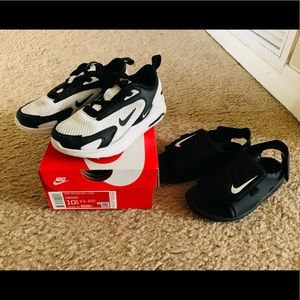 Nike Air Max Bolt 10.5C and sandals 10C